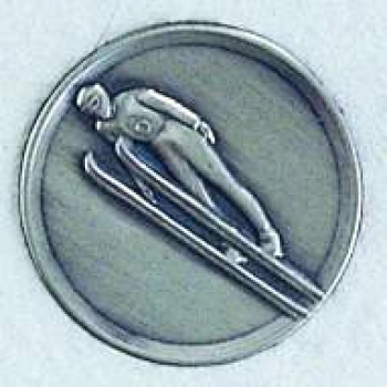 Zinn-Emblem 50mm Ski und Rodel "Skispringen"