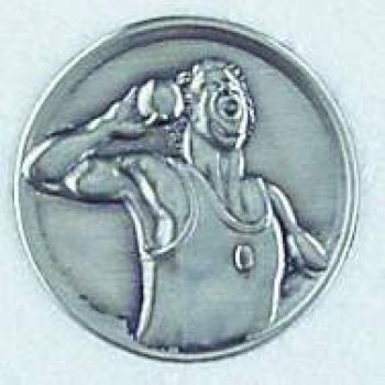 Zinn-Emblem 50mm Leichtathletik "Kugelstoßen"