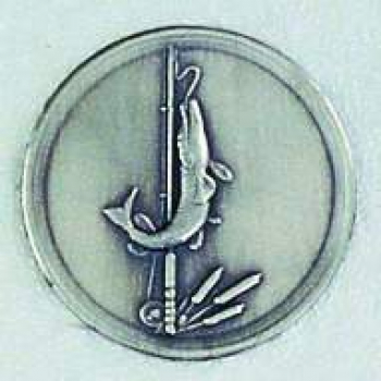 Zinn-Emblem 50mm Angeln "Hecht"