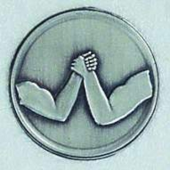Zinn-Emblem 50mm "Armdrücken"