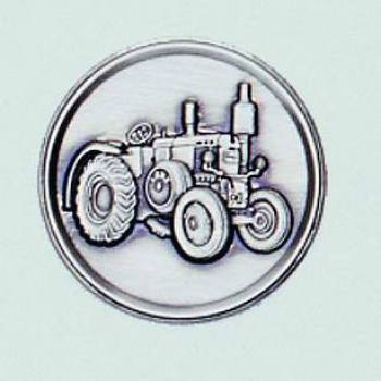 Zinn-Emblem 50mm Landwirtschaft "Traktor Lanz"