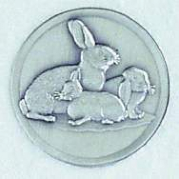Zinn-Emblem 50mm Kaninchen "Kaninchenzucht"