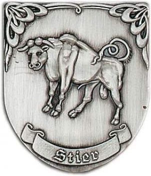 Zinn-Emblem Wappenform Sternzeichen "Stier"