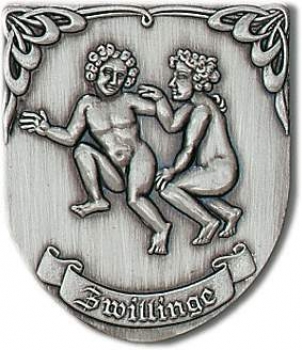 Zinn-Emblem Wappenform Sternzeichen "Zwilling"