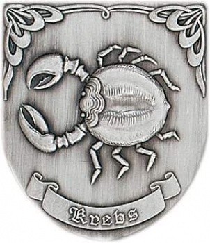 Zinn-Emblem Wappenform Sternzeichen "Krebs"