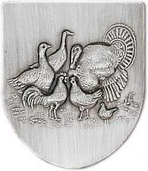 Zinn-Emblem Wappenform Kleintierzucht "Geflügelzucht"