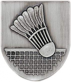 Zinn-Emblem Wappenform Badminton