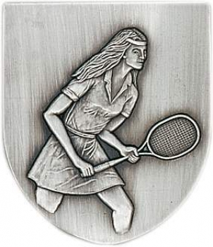 Zinn-Emblem Wappenform Tennis Damen