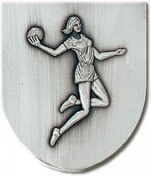 Zinn-Emblem Wappenform Handball Damen