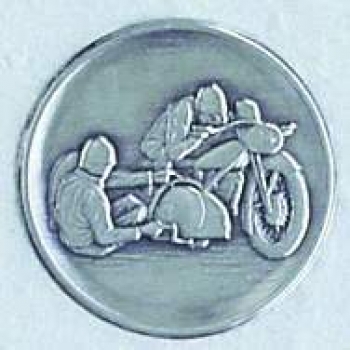 Zinn-Emblem 50mm Motorsport "Motorrad mit Beiwagen"