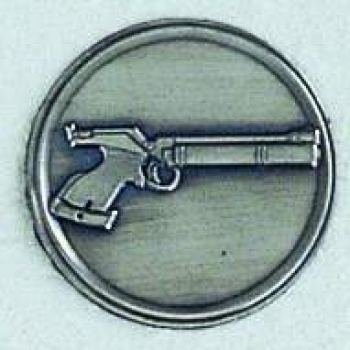 Zinn-Emblem 50mm Schützen "Luftpistole"
