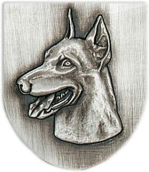 Zinn-Emblem Wappenform Hunde "Dobermann"