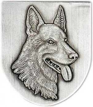Zinn-Emblem Wappenform Hunde "Schäferhund"