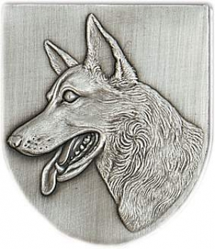 Zinn-Emblem Wappenform Hunde "Schäferhund"