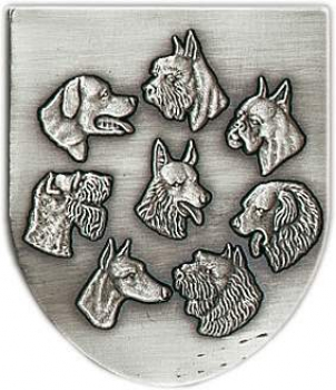 Zinn-Emblem Wappenform Hunde "Gebrauchshunde"