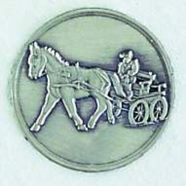 Zinn-Emblem 50mm Reiten "Einspänner"