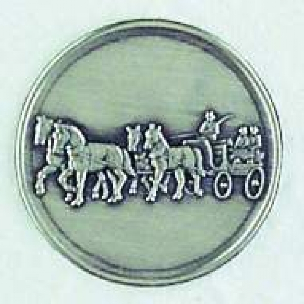 Zinn-Emblem 50mm Reiten "Vierspänner"