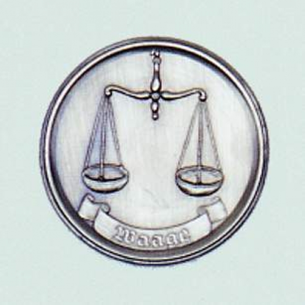 Zinn-Emblem 50mm Sternzeichen "Waage"