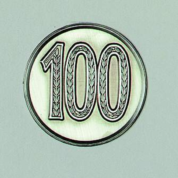 Zinn-Emblem 50mm Jubiläum 100
